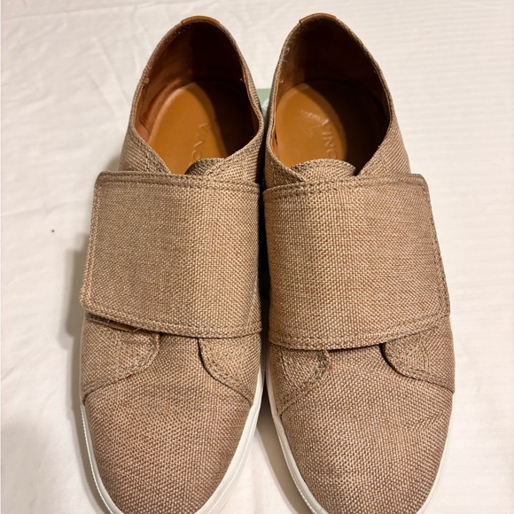 Vince Shoes - Vince Women's Blair Loafer Size 6.5 Tan Burlap Rip Strap Shoe Fashion Sneaker